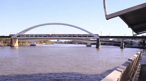 Train crossing river Stock Footage 39888076