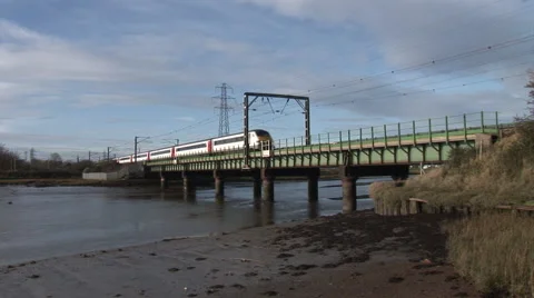Train Crossing a River Stock Footage 61587021