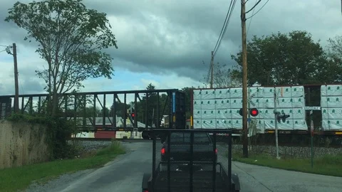Train crossing road Video stock 95594080