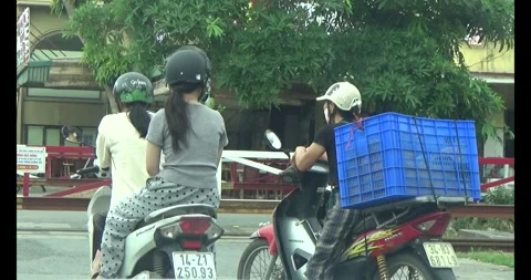 Train crossing the road Stock Footage 310350173