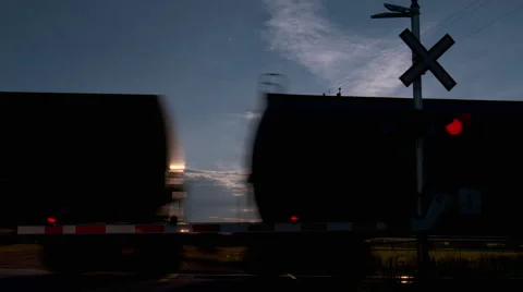 Train crossing silhouette Stock Footage 67642593