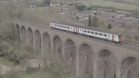 Train Crossing Viaduct Stock Footage