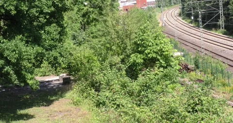 Train in the curve Stock Footage 260542717