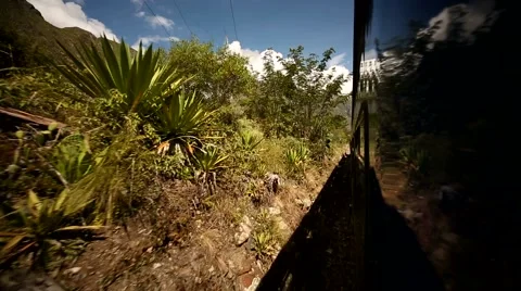 Train from Cusco to the Inca City Machu Picchu in the sacred valley Stock Footage 62780834