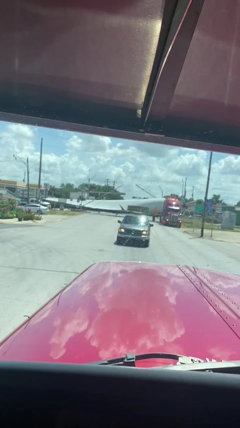 Train Cuts Through Wind Blade at Crossing, Lulling, Texas, USA - 01 Jan 1970 Stock Footage 205393085