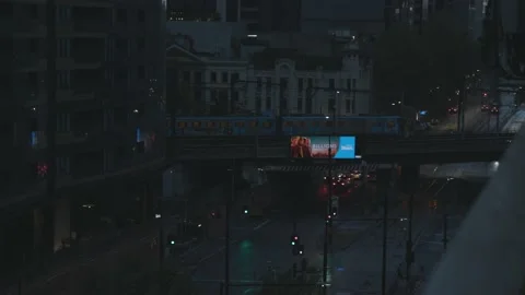 Train in dark city Stock Footage 171311394