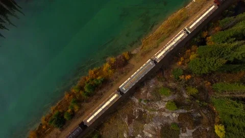 Train dashing Rocky Mountains Stock Footage 70404078
