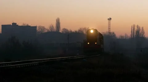 Train at dawn Stock Footage 58607406