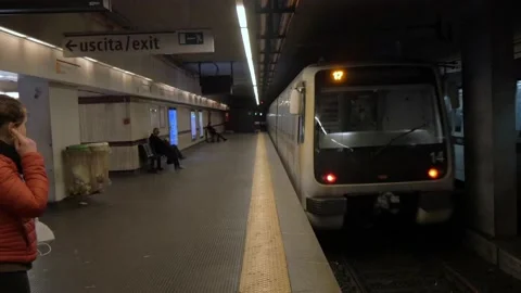 Train Departing Inside The Rome Metro In Rome, Italy Stock Footage 154973256