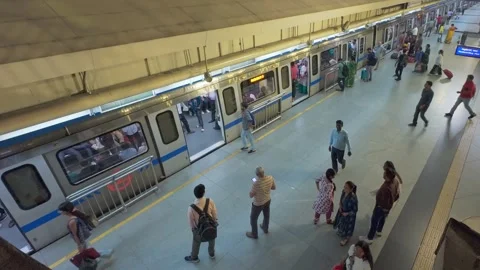 The train departs from the platform of metro station in Mumbai Stock Footage 318137169