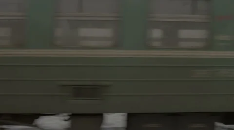 Train departs from railway station Stock Footage