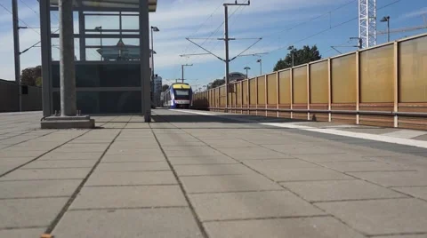 Train departs from a Station Stock Footage 43804208