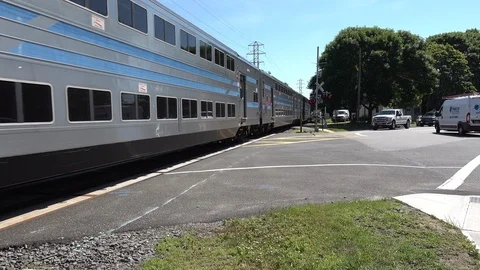 Train Departure lIRR Hampton Train Stock Footage 92366637