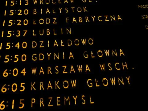 Train departures display 스톡 사진