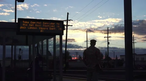 Train depot, information panel lighted Stock Footage 41808488