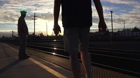 Train depot, railroad platform Stock Footage 41811380