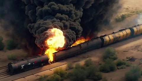 Train Derailment and Explosion Illustrazione stock
