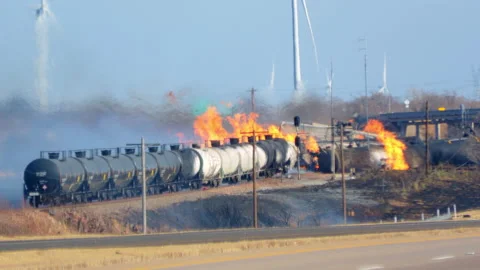 Train Derailment Fire, Vernon, TX USA (4K Editorial) Vidéo 172124511