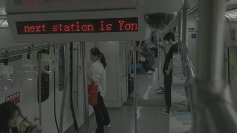 Train Destination LED Sign at Beijing Subway Platform 스톡 동영상 341457363