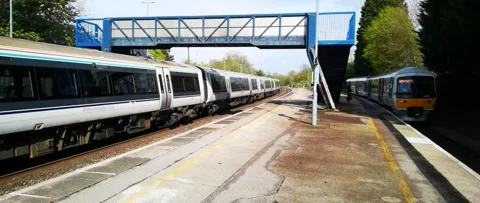 Train diesel on british rail tracks Stock Footage 246594613