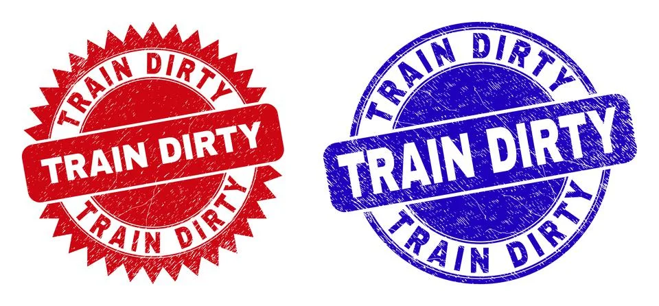 TRAIN DIRTY Rounded and Rosette Stamps with Scratched Style Illustration