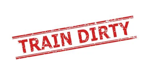TRAIN DIRTY Stamp with Rubber Texture and Double Parallel Lines Illustrazione stock
