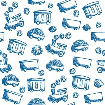 Train doodle seamless pattern Stock Illustration