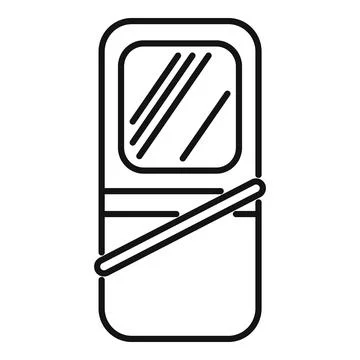 Train door closing with window and handle in simple line style Illustrazione stock