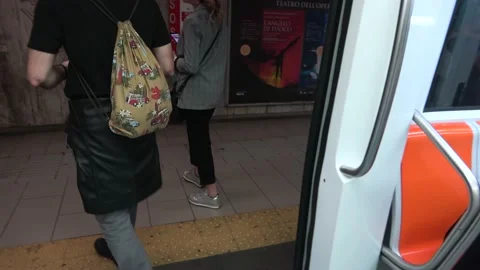 Train Door Opening Inside The Rome Metro In Rome, Italy Stock Footage 154974489