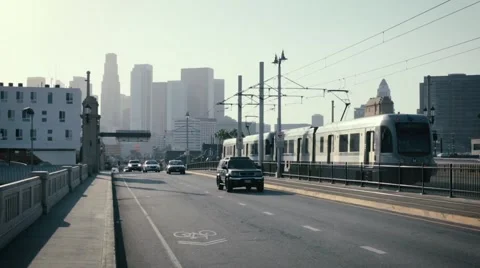 TRAIN TO DOWNTOWN LA Stock Footage