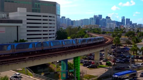Train from Downtown Miami Stock Footage 205476325