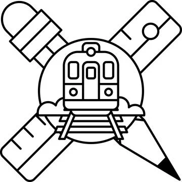 A train is drawn in the center of a cross Illustrazione stock