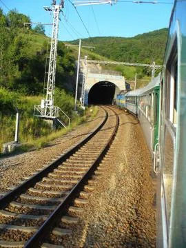 Train drive in tunnel Stock Photos