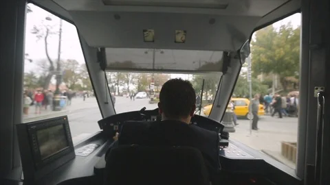 Train driver and istanbul view Stock Footage 114710703