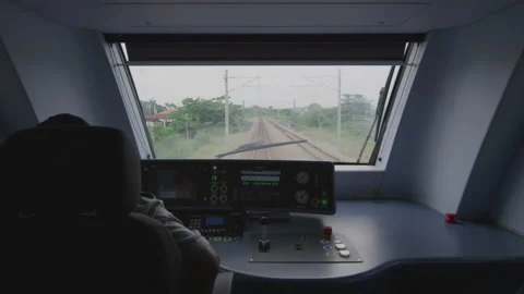 Train driver, cab,EMU,Dashboard , Malaysia Stock Footage 134673581