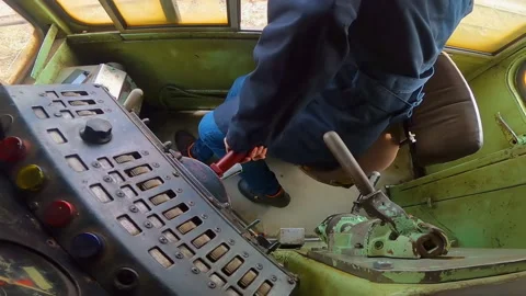 Train driver during ride of diesel electric locomotive EMD G16 in Banja Luka. Stock Footage 237632575