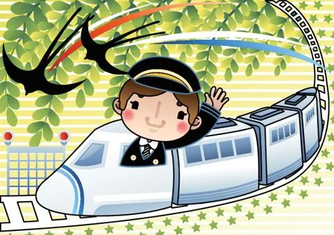 Train With Driver Stock-Illustration