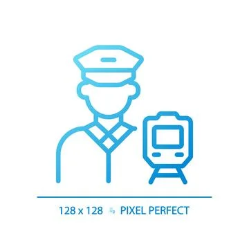 Train driver pixel perfect gradient linear vector icon Stock Illustration