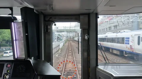 Train Driver POV Time Lapse Through Osaka Urban Rail Corridor, Japan Stock Footage 337908934