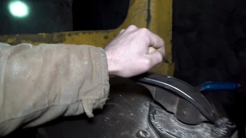 Train driver presses the lever Stock Footage 97158964