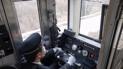 Train driver view of the rail road Stock Footage 128407524