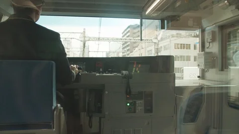Train driver on the Yamanote train line in Tokyo Japan Stock Footage 123634855