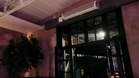 A train is driving outside the window at night, view from the sides Stock Footage 309496386