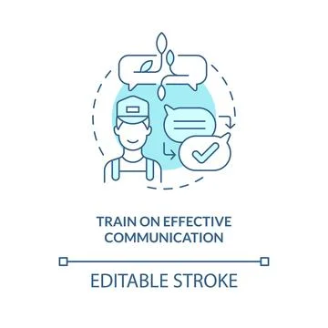 Train on effective communication turquoise concept icon Stock Illustration