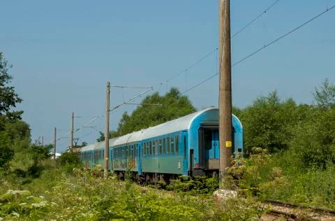 The train electric is pulling at the station, Central Balkan mountain Stock Photos