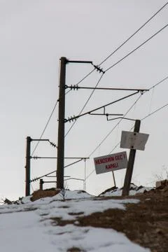 Train electrical wires Stock Photos