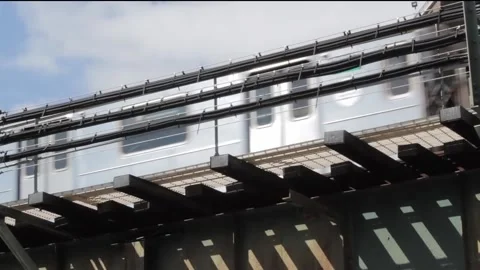 Train elevated closeup Stock Footage 236393696