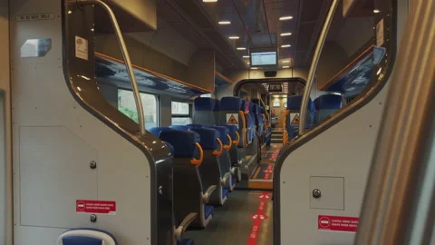 Train empty because of the coronavirus covid-19 epidemic. Stock Footage 133456439