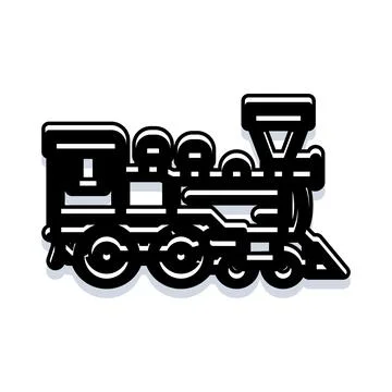 Train engine black and white outline icon Stock Illustration