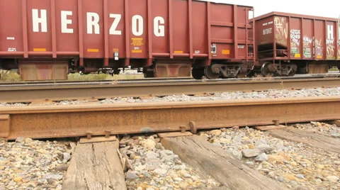 Train Engine Drive by Low Angle Dolly Stock-Footage 32593807